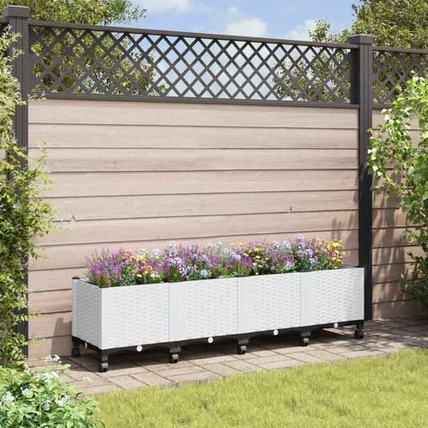 Maison Exclusive - Blomlåda med Hjul Vit 160 x 40 x 48 cm PP