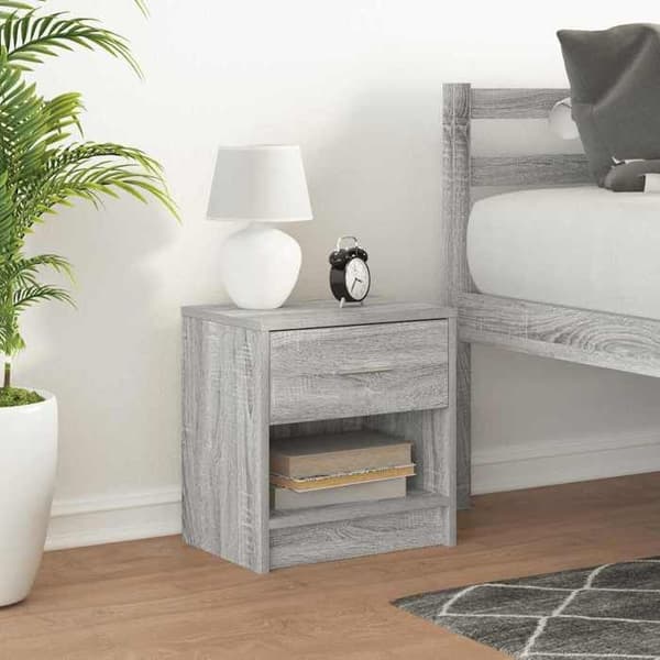 Maison Exclusive - Nattduksbord med låda Grå Sonoma 39x28x41 cm