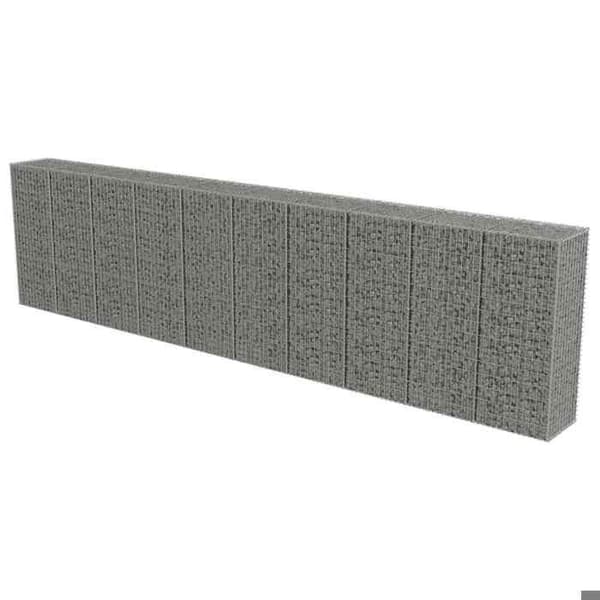 Maison Exclusive - Gabionvägg med galvaniserade lock 600 x 50 x 150 cm silver-