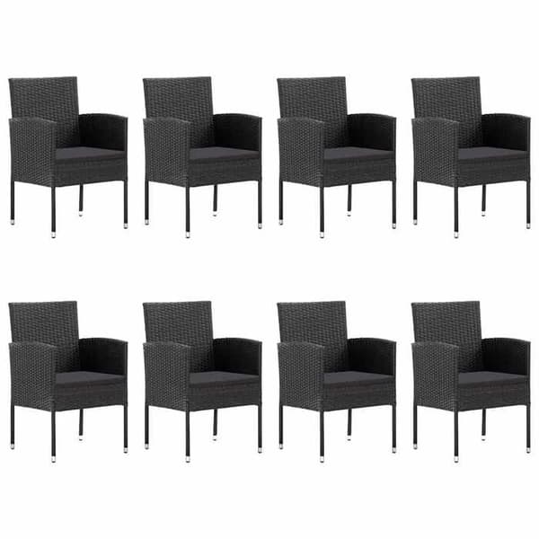 Maison Exclusive - Have spisebordssæt 9 dele Sort Svart