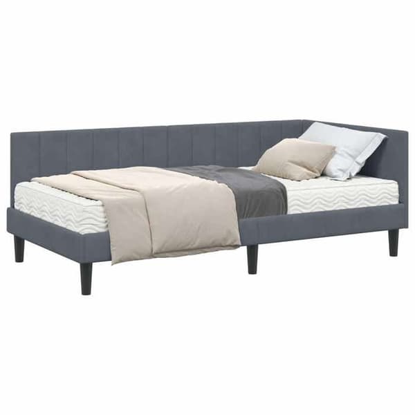 Maison Exclusive - Kulmasänky 2 osaa tummanharmaa 90 x 190 cm Grå (sammet)