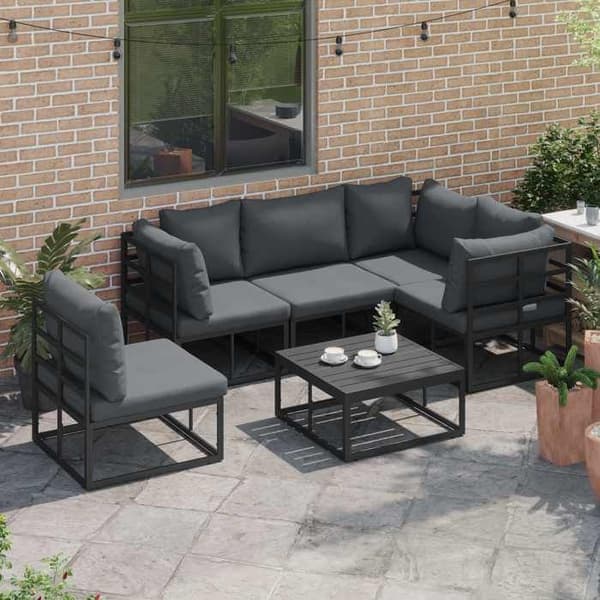 Maison Exclusive - Sæt af 6 pc have-sofaer Sort Aluminium