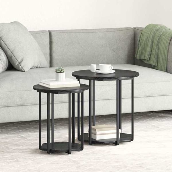 Maison Exclusive - Sæt af 2 sideborde, Sort eg 50 x 50 x 50,5 cm