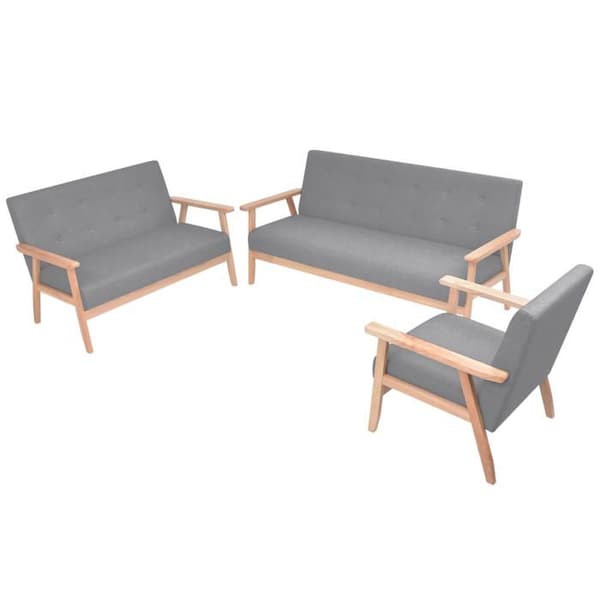 Maison Exclusive - Sæt af 3 sofaer i lys grå stof Ljusgrått