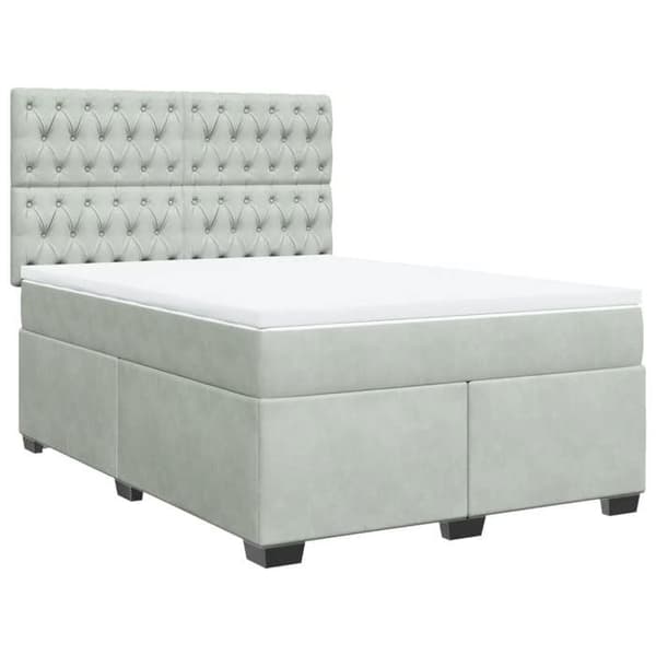 Maison Exclusive - Seng solid bund med socker og madras Grå 160x200cm Velour
