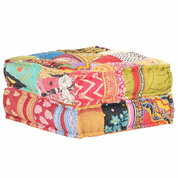 Puff - MAISON EXCLUSIVE - Patchwork - 60 x 70 x 36 cm - Gul - Tyg