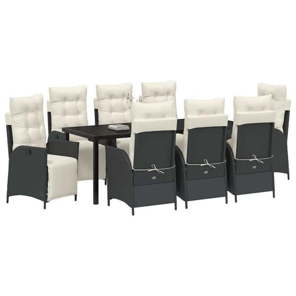 Maison Exclusive - 9 pc have spisebordssæt i sort polyrotin Svart