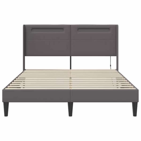 Maison Exclusive - Sengestel med LED-striber Grå 140 x 190 cm Kunstlæder Grå