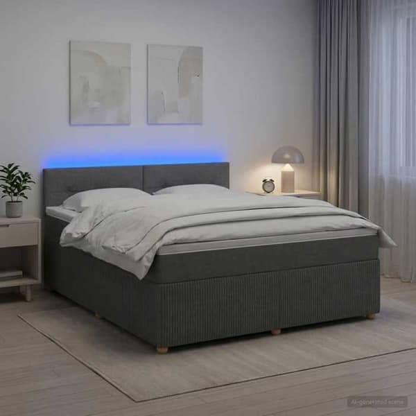 Maison Exclusive - Boxspring säng med madrass Mörkgrå 160 x 200 cm Tyg Mörkgrå