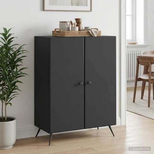 Buffet - EKSKLUSIVT HUS - 66 x 34,5 x 90 cm - Sort - Ingeniørtræ - Rummelig opbevaring Svart