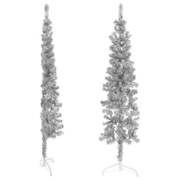 Maison Exclusive - Halv konstgjord julgran med silverstöd 150 cm Silver