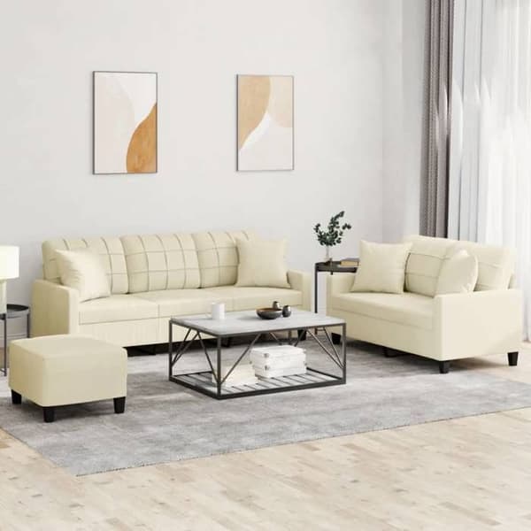 Maison Exclusive - Sæt af 3 sofaer med cremefarvede puder i kunstlæder