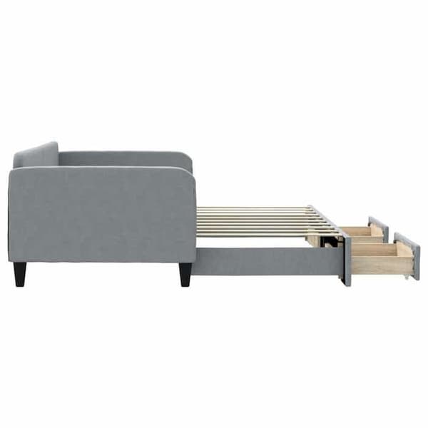 Päivävuode - EXCLUSIVE-KOTI - 100x190 cm - Alivuode - Harmaa kangas - 2 laatikkoa