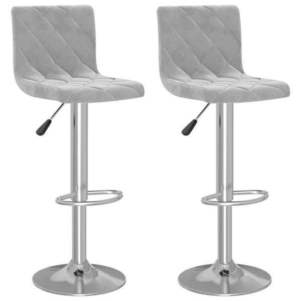Maison Exclusive - Barstolar set om 2 ljusgrå sammet