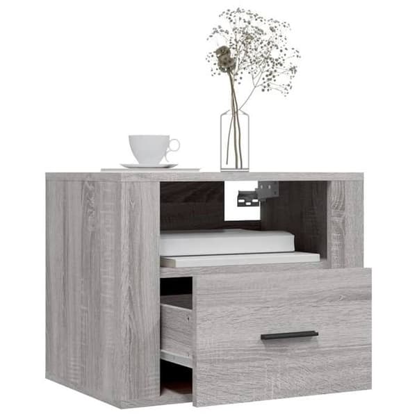 Väggmonterade sängbord - Exklusivt Hem - Sonoma grå - Set om 2 - Ingenjörsträ Sonoma grå