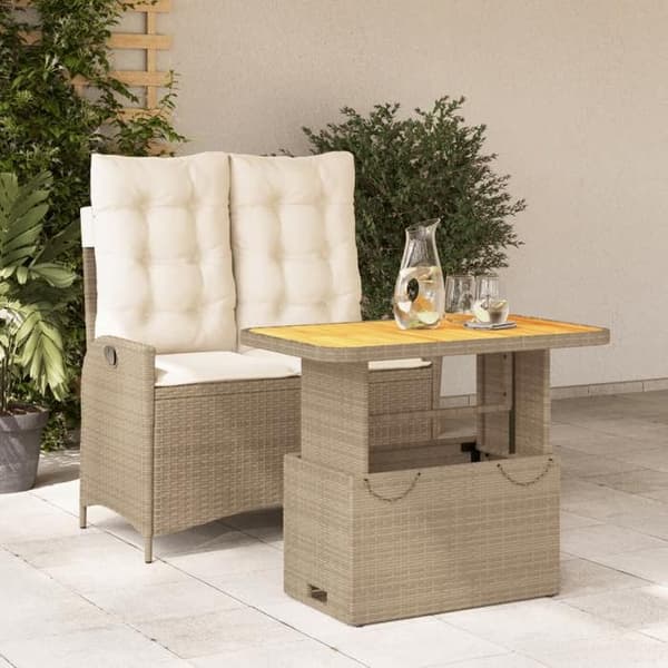 Maison Exclusive - Puutarhakalusteryhmä ja 2 kpl beige polyrottinkityynyä