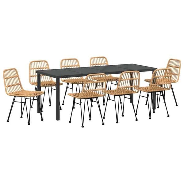 Trädgårdsmöbler - EXKLUSIVT HUS - 9-delarsset - Brun - Rektangulär - Väderbeständig brun