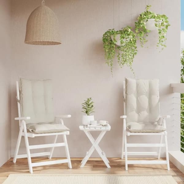 Maison Exclusive - Højryggede stolpuder sæt af 2 creme oxford stof