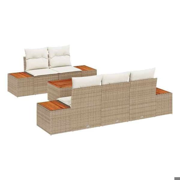 Maison Exclusive - 6 osan beige polyrottinkinen puutarhakalustesetti