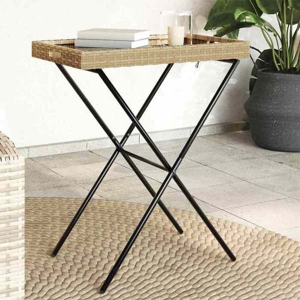 Maison Exclusive - Fällbord i beige konstrotting 65x40x75 cm