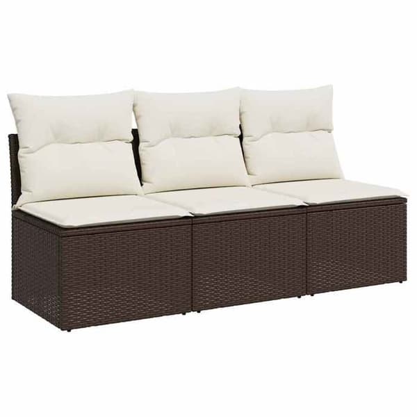 Maison Exclusive - Trädgårdsoffa med kuddar 3 platser brun flätad resin