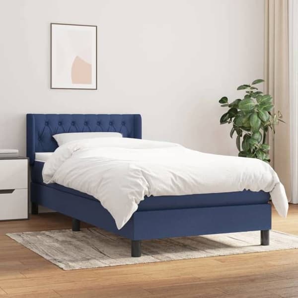 Maison Exclusive - Sengestel med springmadras Blå 90x200 cm Stof