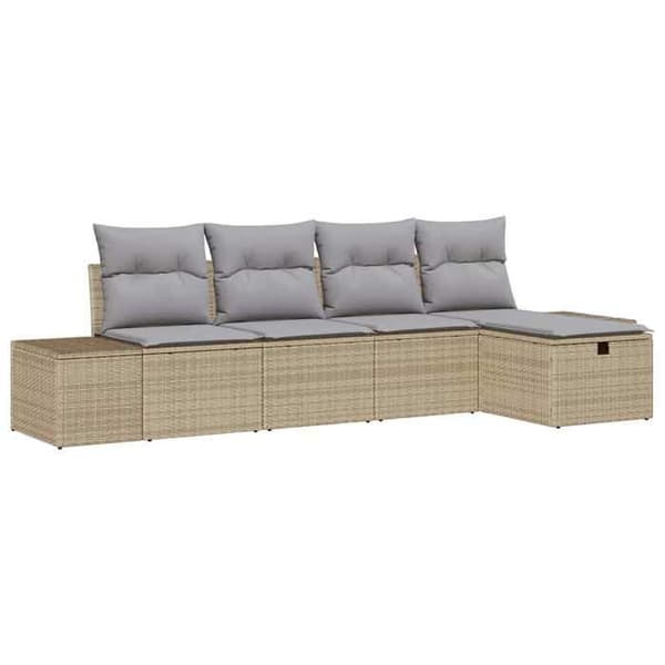 Maison Exclusive - 5-delars trädgårdsoff-set i beige polyrotting
