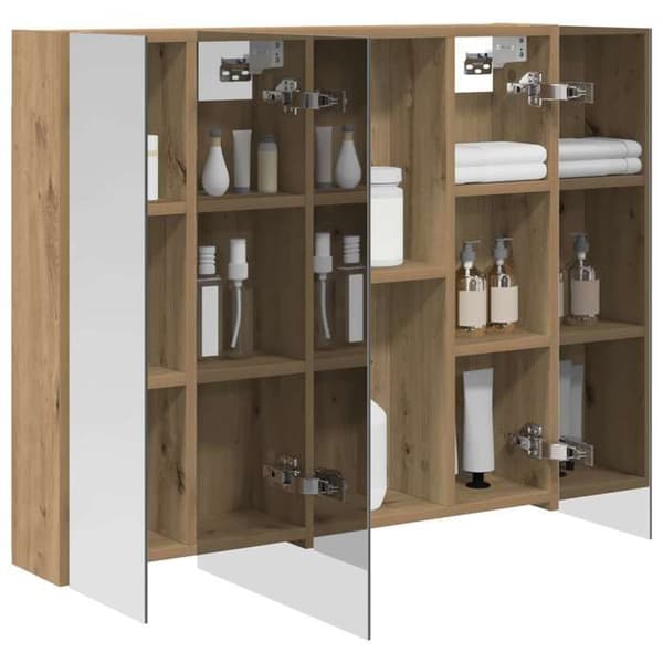 Maison Exclusive - Badeværelsesspejlskab i egetræ 80 x 14.5 x 70 cm