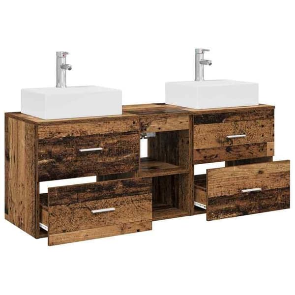 Maison Exclusive - 3-delars badrumsskåp i gammalt trä