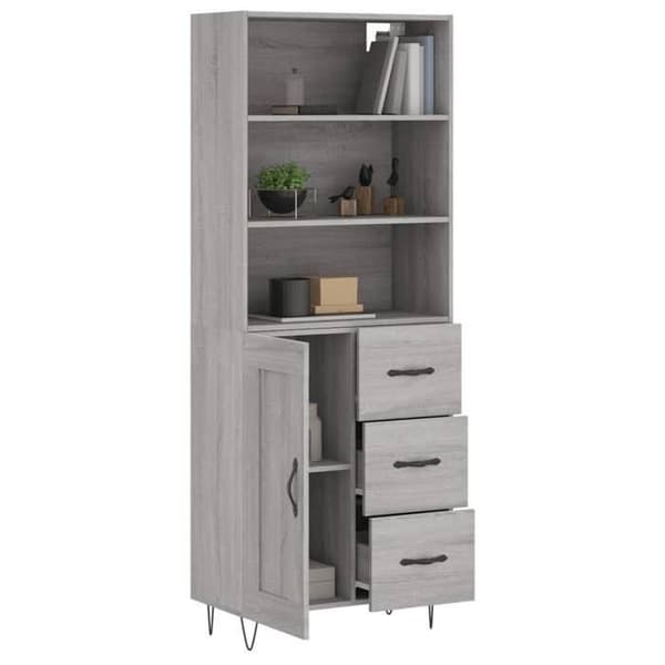 Maison Exclusive - Buffé hög Sonoma grå 69,5x34x180 cm Ingenjörsträ