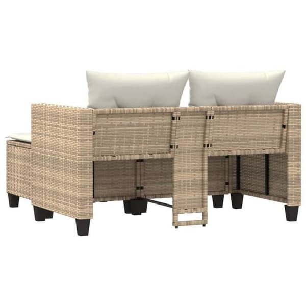 Maison Exclusive - 2-sits trädgårdssoffa med beige flätad resinpuffar