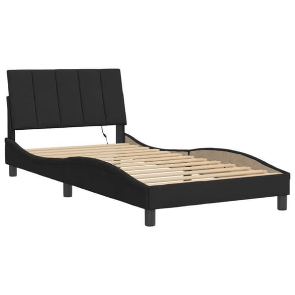 Sengestel - EKSKLUSIV HUS - Hanko - Sort velour - 100x200 cm - Indbygget LED Svart