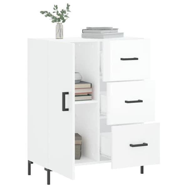 Maison Exclusive - Hvid glans buffet 69,5x34x90 cm Ingeniørtræ