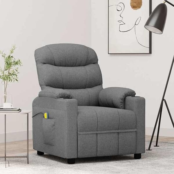 Elektrisk massage stol - EKSKLUSIV HUS - Standard model - Lys grå stof - 3 positioner - 6 massagepunkter Ljusgrått