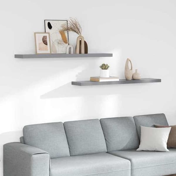 Maison Exclusive - Kelluvat seinähyllyt 2 kpl harmaa 120x23,5x3,8 cm MDF grå