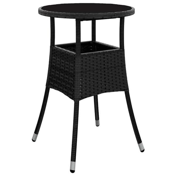 Maison Exclusive - Trädgårdsbistro-set 5 delar med svarta kuddar i polyrotting