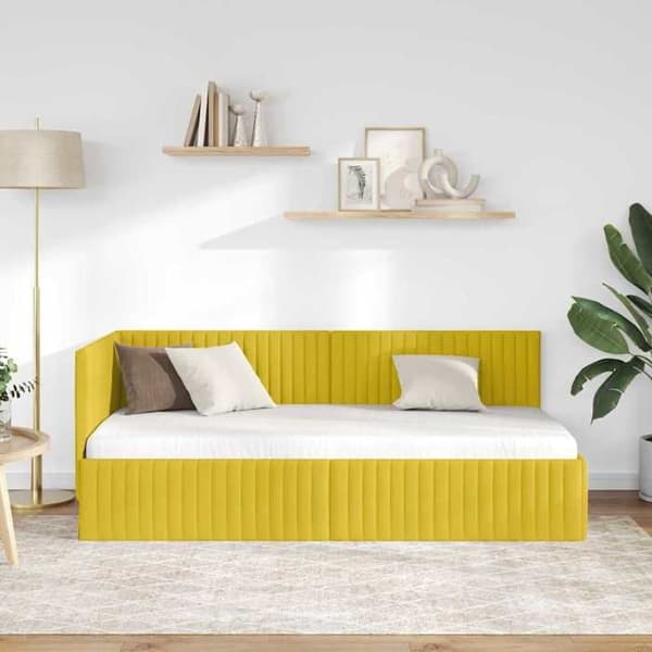 Maison Exclusive - Gul hörnsängram 90 cm x 190 cm Sammet