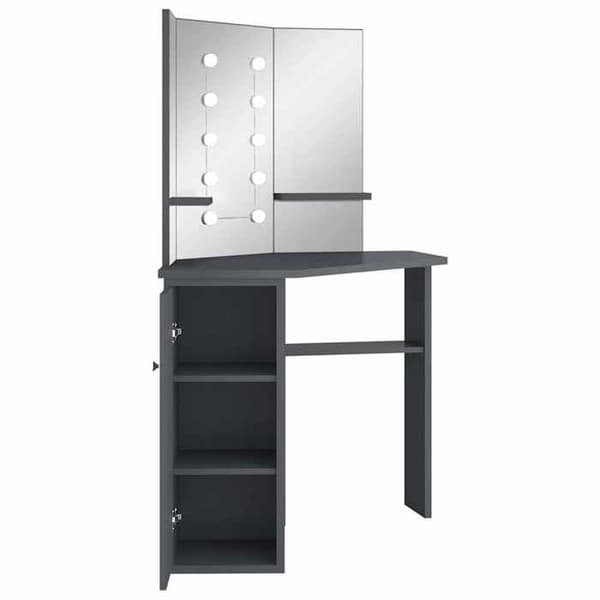 Maison Exclusive - Kulmakeittiö peili LED-valolla Harmaa 111x54x141,5 cm