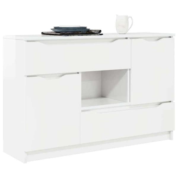 Buffet - EKSKLUSIVT HUS - 100x30x65,6 - Hvid glans - Ingeniørtræ - Rektangulær Vit