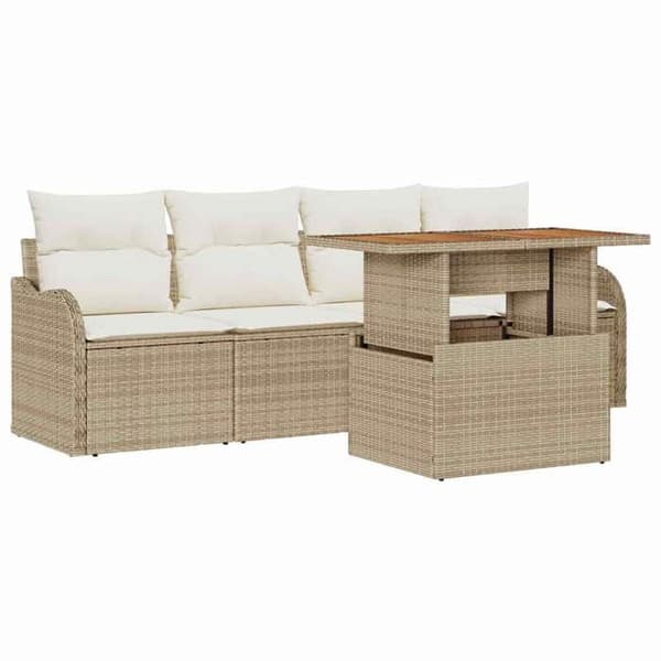 Trädgårdsoffmöbelset - EXKLUSIVT HEM - Modulärt - Beige - Polyrotting - 5 delar beige