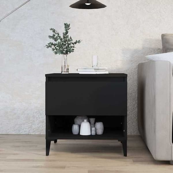 Maison Exclusive - Sort sidebord 50x46x50 cm Ingeniørtræ