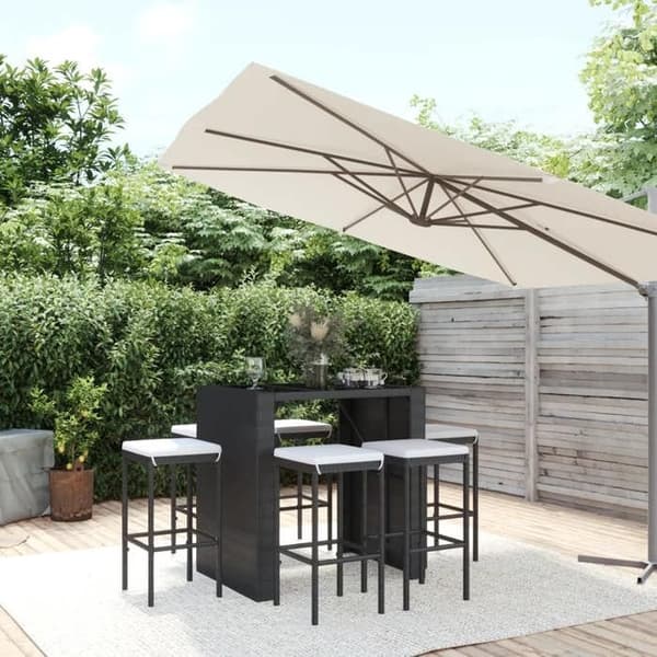 Maison Exclusive - Havebar sæt 7 dele med sorte polyrattan puder