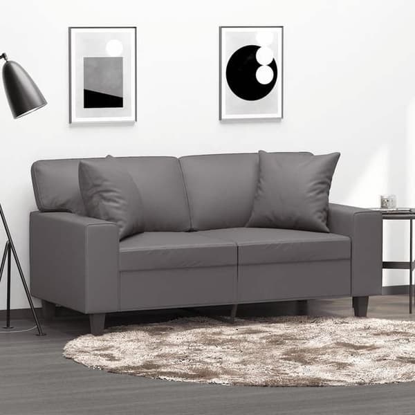 Maison Exclusive - 2-personers sofa med grå puder 120 cm i kunstlæder
