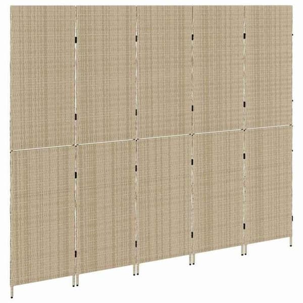 Paravent - EXKLUSIVT HEM - 242 x 180 cm - Polyrotin - Beige - Fällbar beige