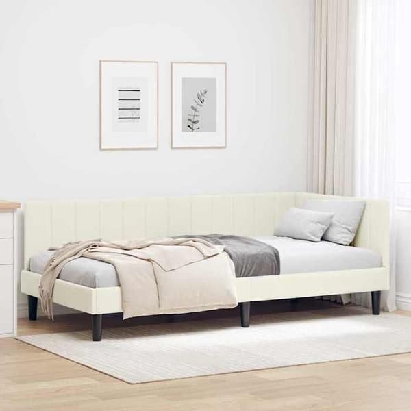 Maison Exclusive - Kulmasänky Creme 100 cm x 200 cm Sametti