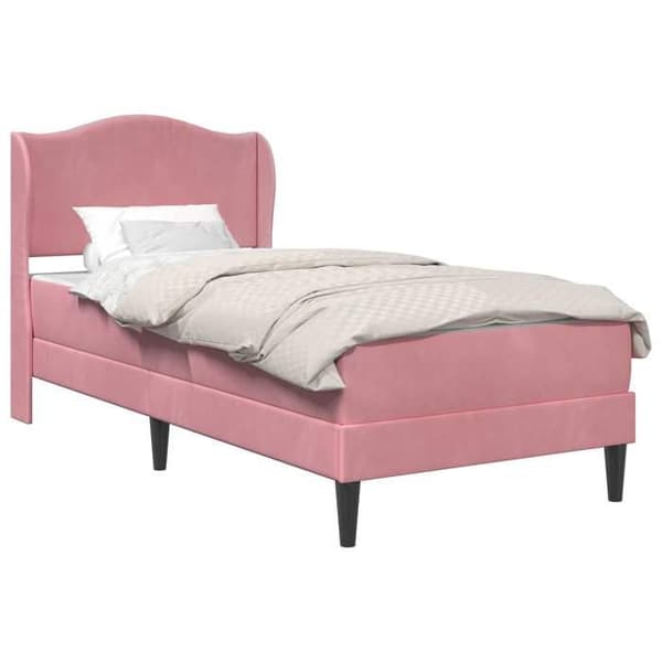 Sengestel - EKSKLUSIV HUS - 100 x 200 cm - Hovedgærde - Rosa velour - Opbevaring under sengen Ros