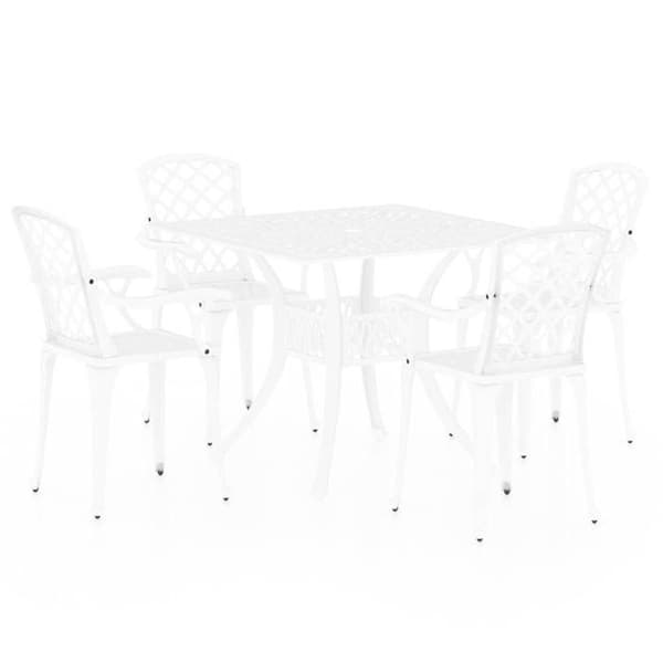 Sæt bistro - EKSKLUSIVT HUS - Mønstre - Støbt aluminium - 5 dele - Parasolfod Vit