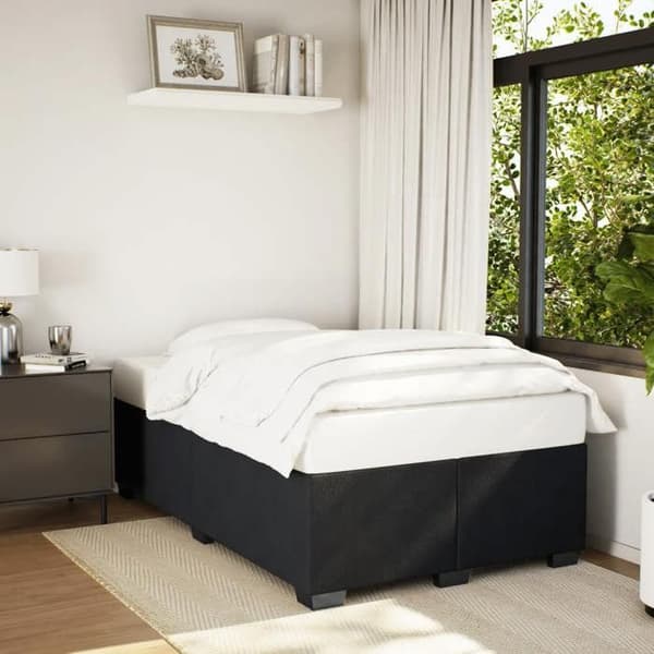 Sengestel - EKSKLUSIV HUS - 120x190 cm - Sort velour - Lamelseng - Robuste ben Svart