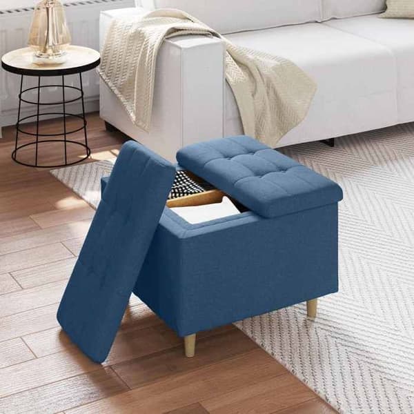 Maison Exclusive - Ottoman med förvaring Blå 60 x 60 x 45 cm tyg Blå
