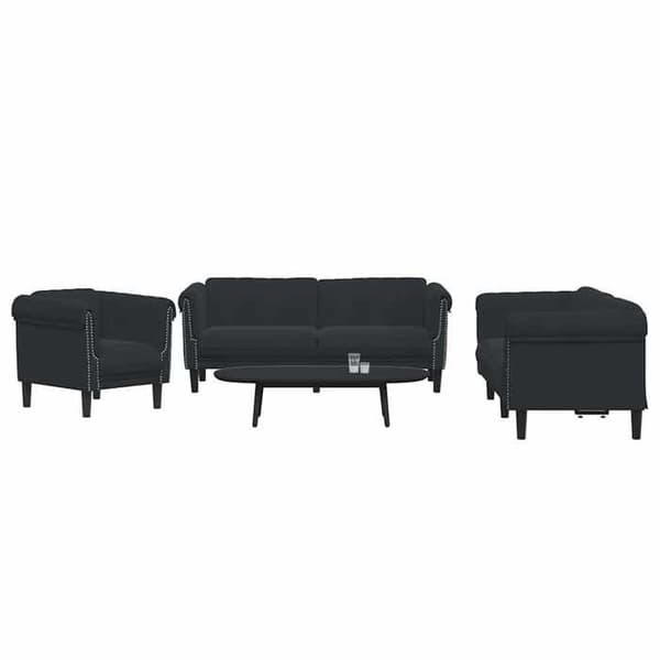 Maison Exclusive - 3 kpl:n musta samettisohvasetti